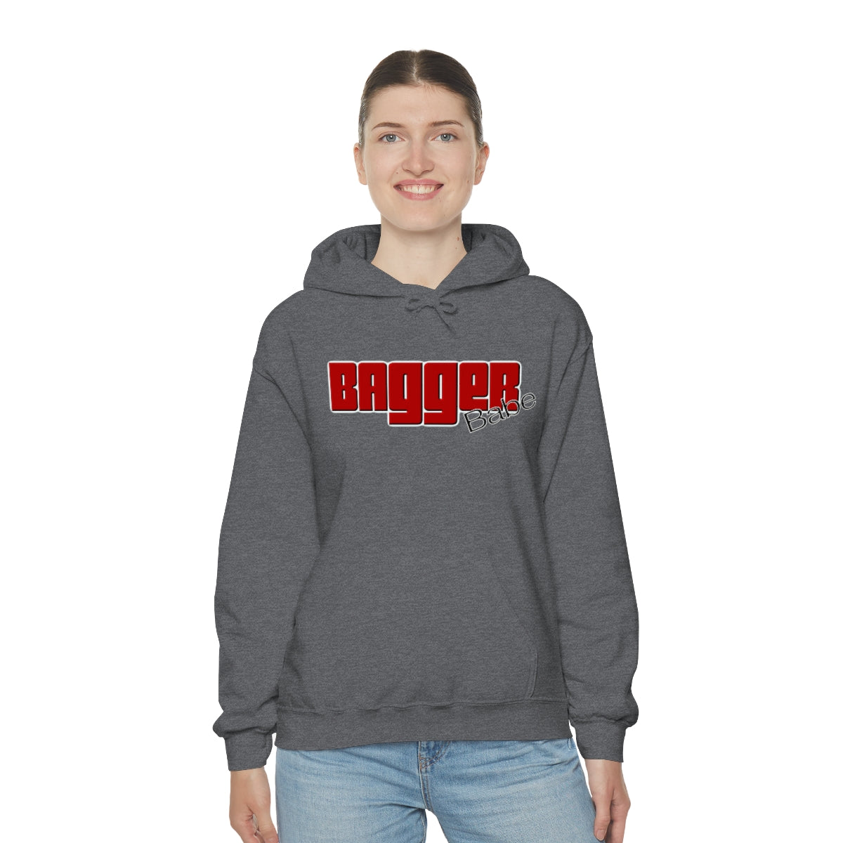 Bagger Babe (Red Letters) Unisex Heavy Blend™ Hooded Sweatshirt
