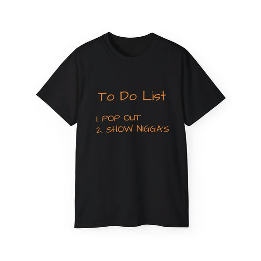 To Do List v2 Orange Writing Unisex Ultra Cotton Tee