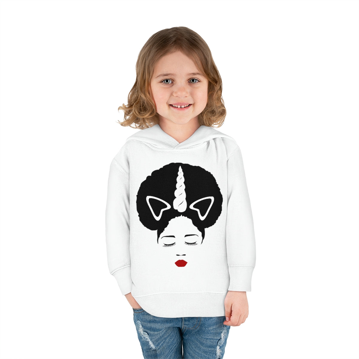 Afro Unicorn Girls Slay Toddler Pullover Fleece Hoodie