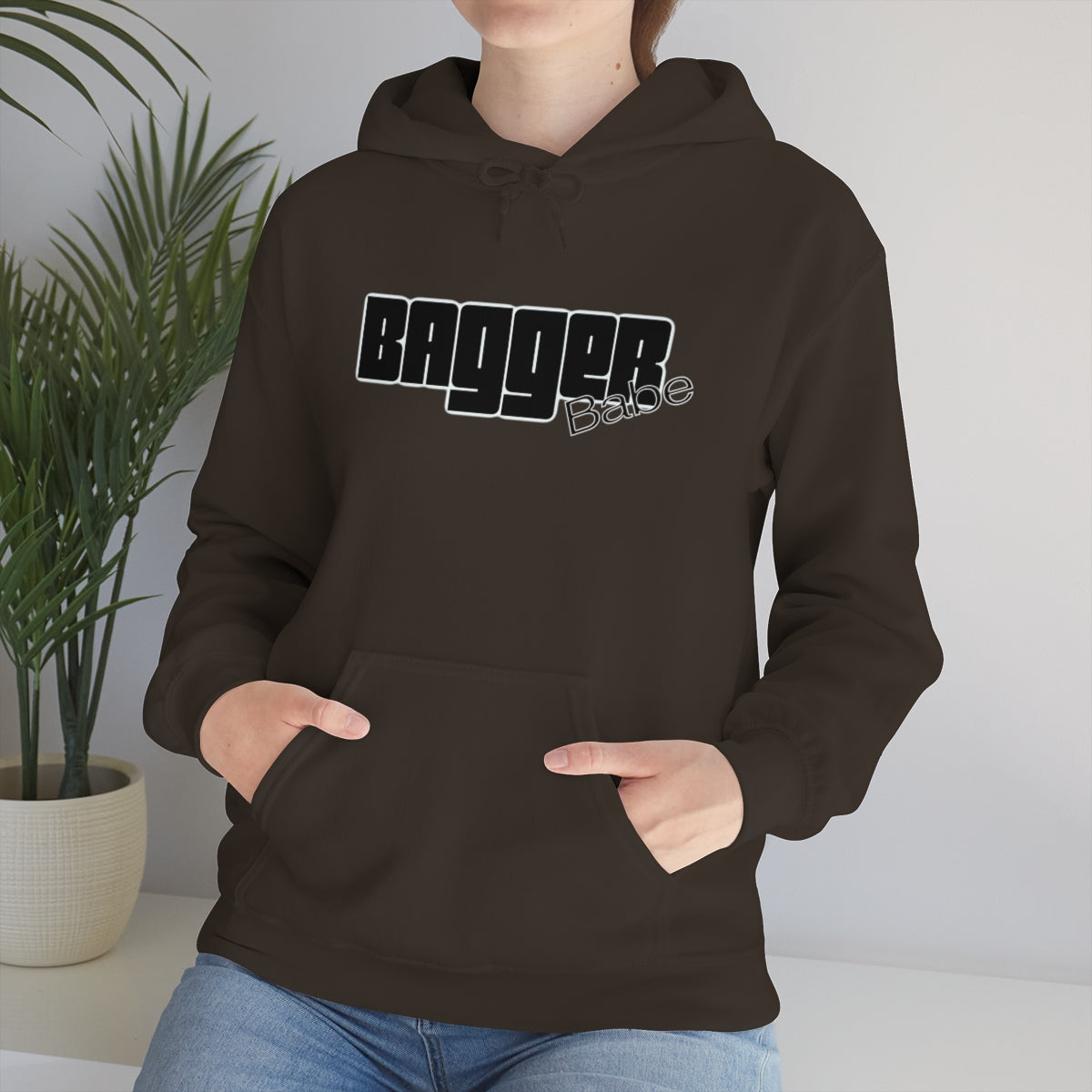 Bagger Babe (Black Letters) Unisex Heavy Blend™ Hooded Sweatshirt