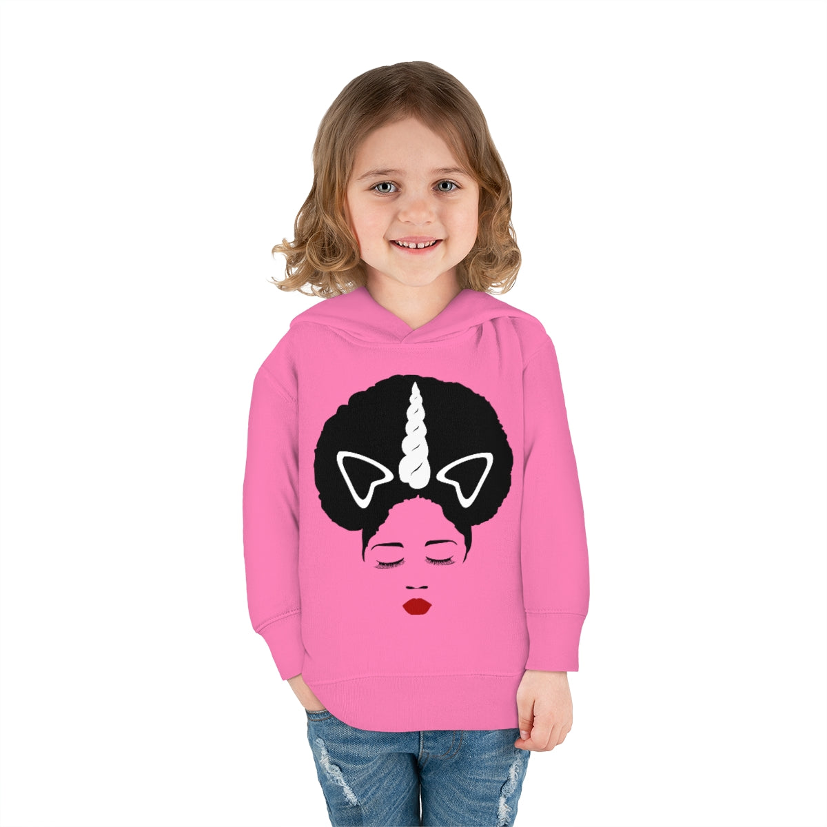 Afro Unicorn Girls Slay Toddler Pullover Fleece Hoodie