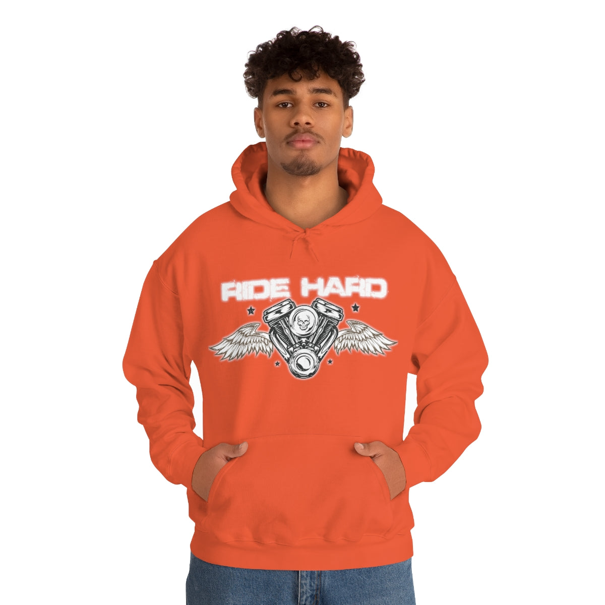 Ride Hard (White Letter) Unisex Heavy Blend™ Hooded Sweatshirt