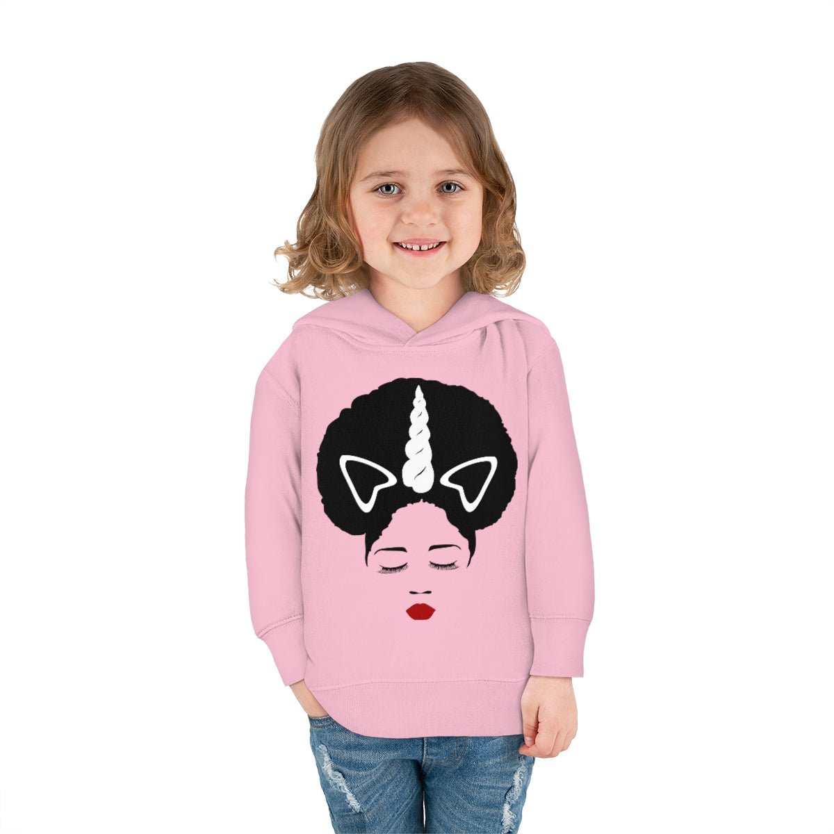 Afro Unicorn Girls Slay Toddler Pullover Fleece Hoodie