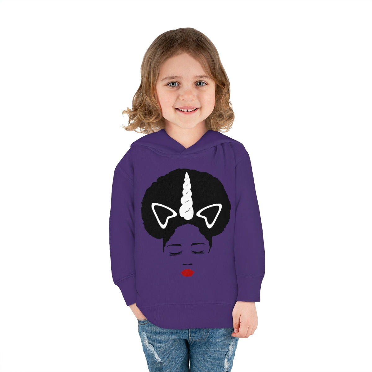 Afro Unicorn Girls Slay Toddler Pullover Fleece Hoodie