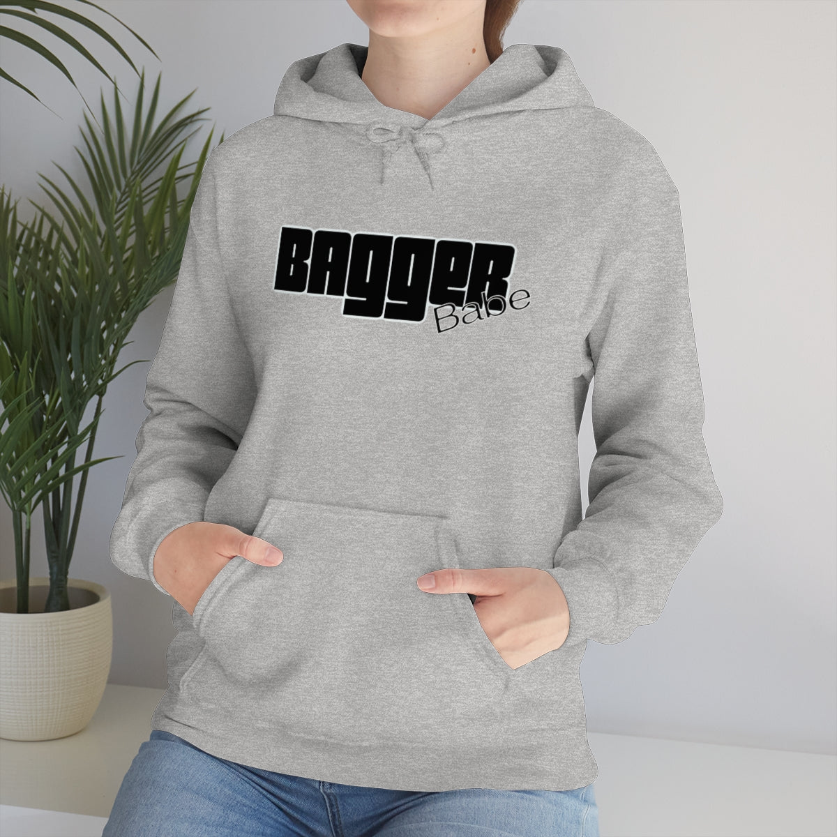 Bagger Babe (Black Letters) Unisex Heavy Blend™ Hooded Sweatshirt
