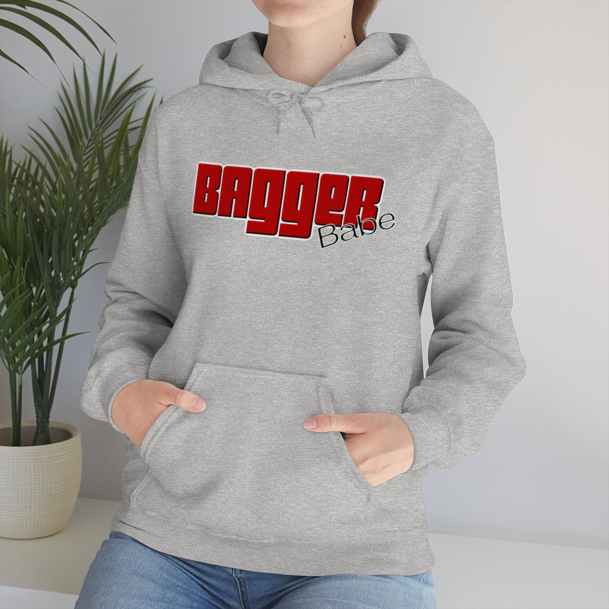 Bagger Babe (Red Letters) Unisex Heavy Blend™ Hooded Sweatshirt