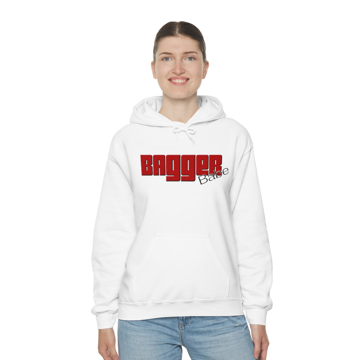 Bagger Babe (Red Letters) Unisex Heavy Blend™ Hooded Sweatshirt