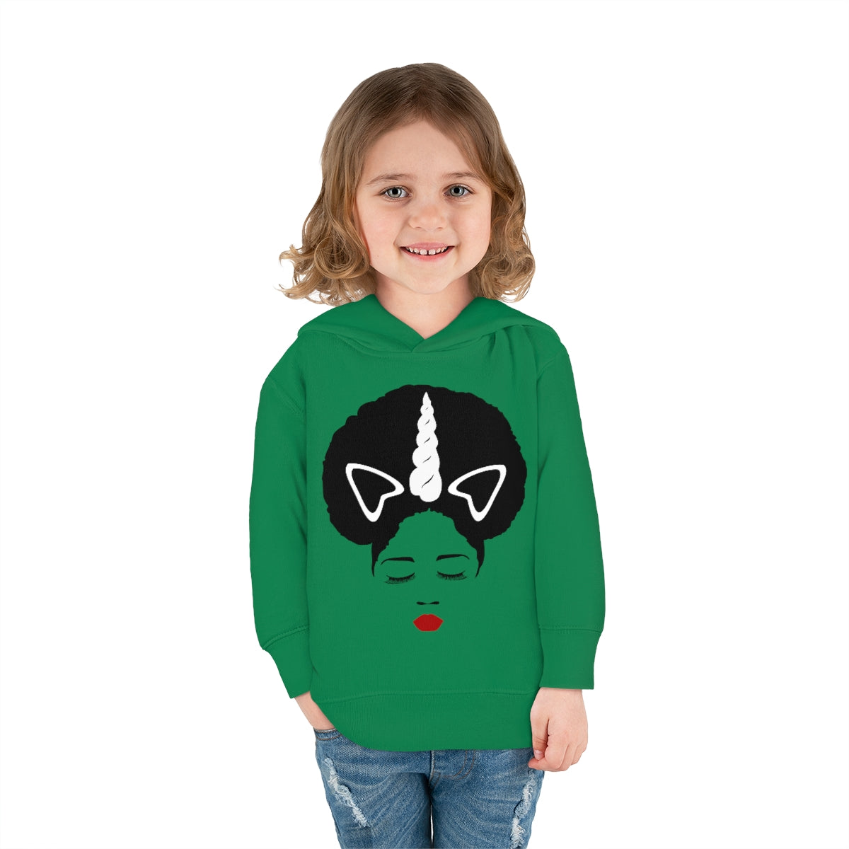 Afro Unicorn Girls Slay Toddler Pullover Fleece Hoodie