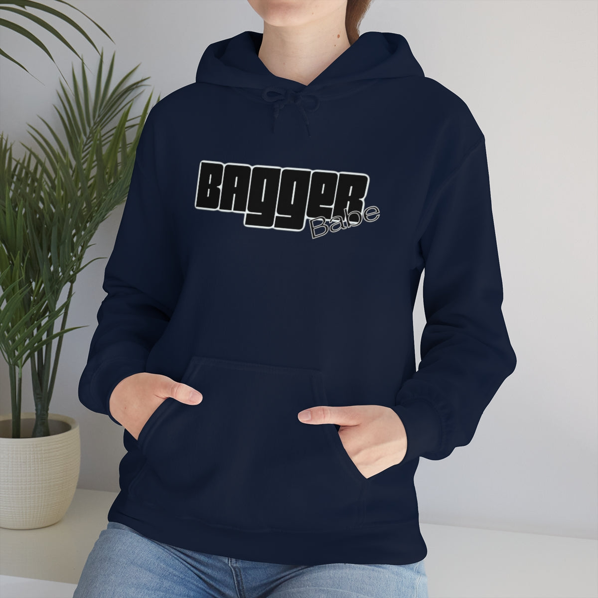 Bagger Babe (Black Letters) Unisex Heavy Blend™ Hooded Sweatshirt