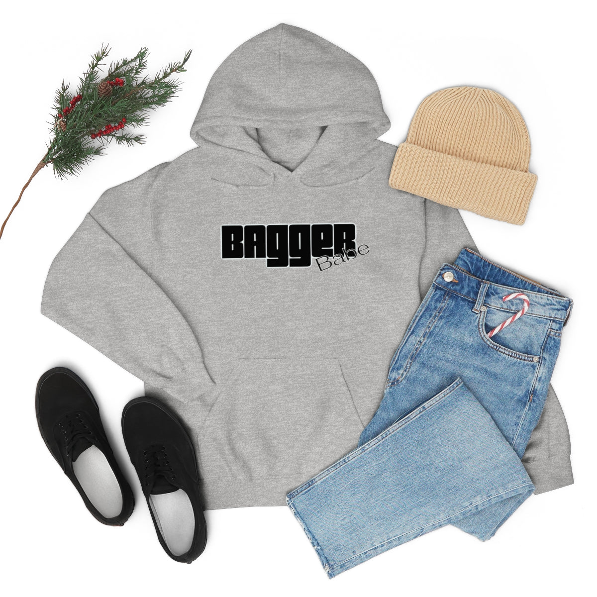 Bagger Babe (Black Letters) Unisex Heavy Blend™ Hooded Sweatshirt