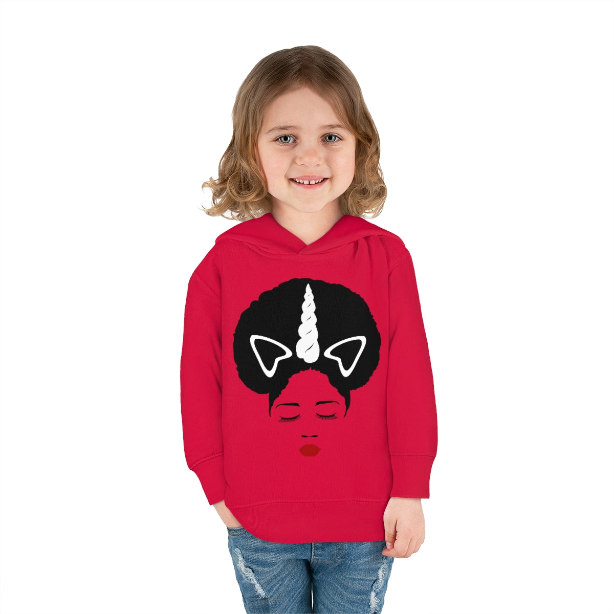 Afro Unicorn Girls Slay Toddler Pullover Fleece Hoodie