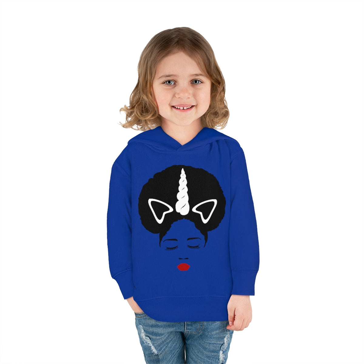 Afro Unicorn Girls Slay Toddler Pullover Fleece Hoodie