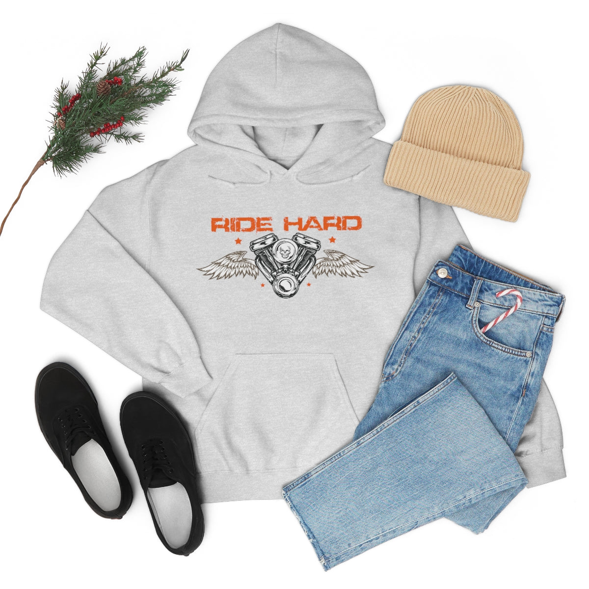 Ride Hard (Orange Letters) Unisex Heavy Blend™ Hooded Sweatshirt