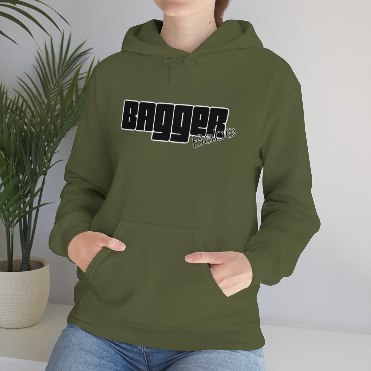 Bagger Babe (Black Letters) Unisex Heavy Blend™ Hooded Sweatshirt