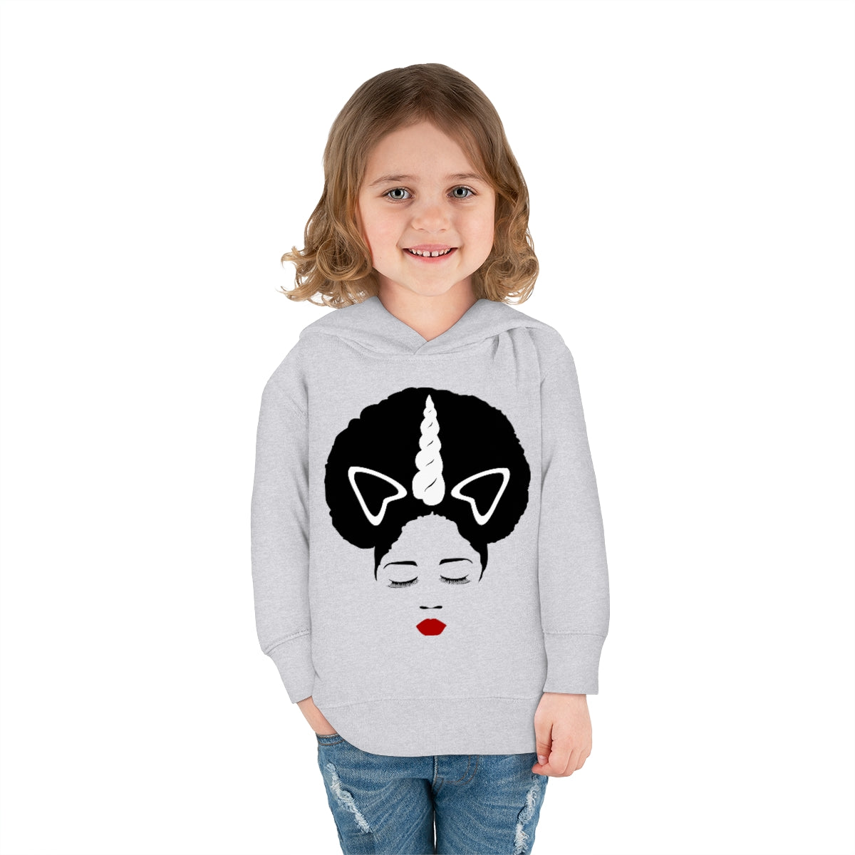 Afro Unicorn Girls Slay Toddler Pullover Fleece Hoodie