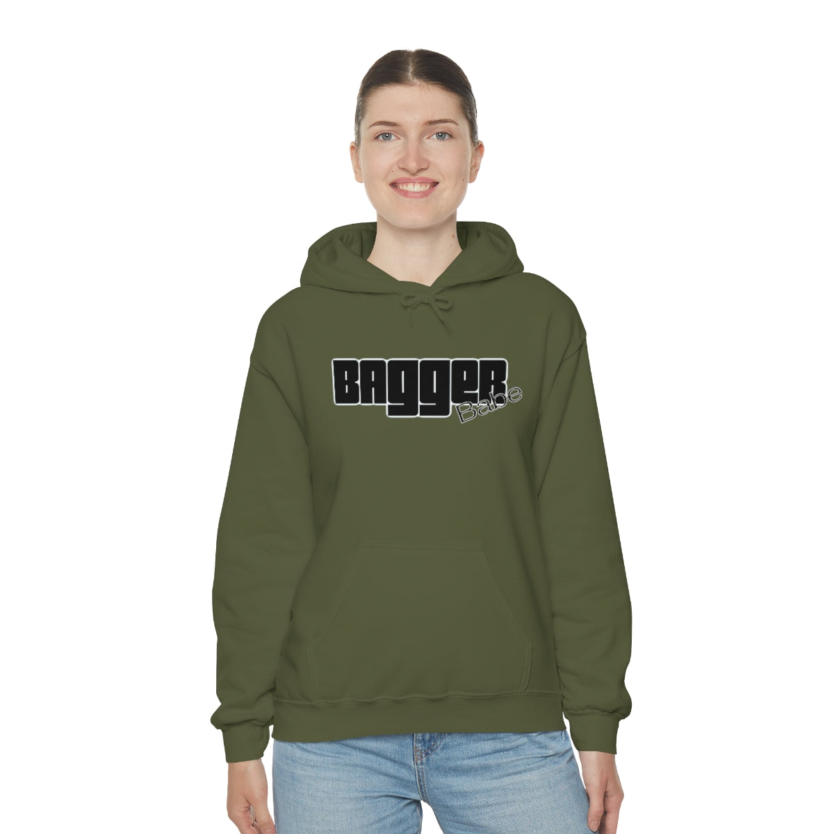 Bagger Babe (Black Letters) Unisex Heavy Blend™ Hooded Sweatshirt