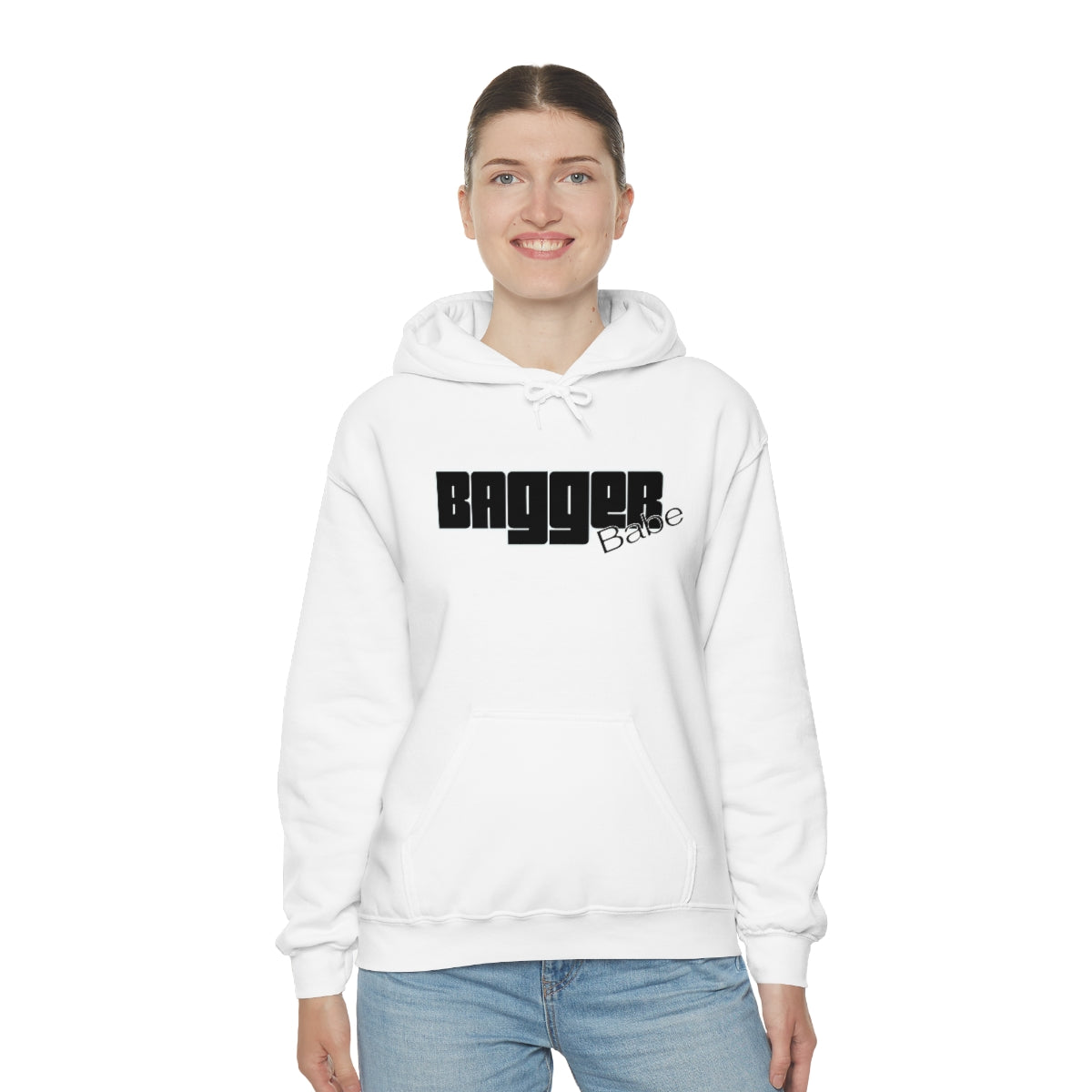 Bagger Babe (Black Letters) Unisex Heavy Blend™ Hooded Sweatshirt
