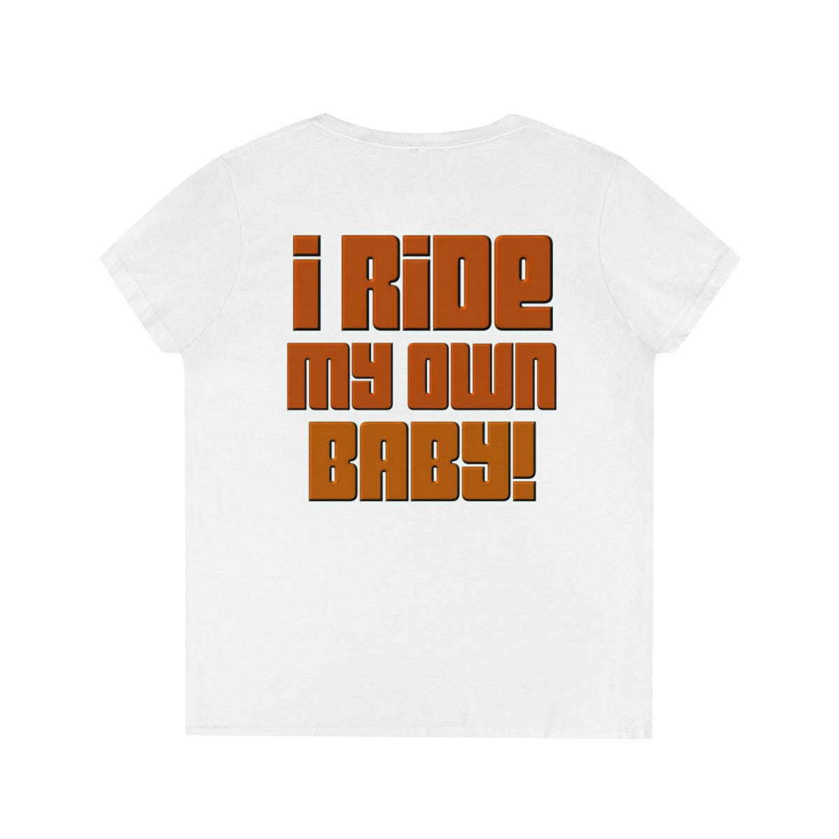Ladies' V-Neck Bagger Babe T-Shirt (Orange Letters)