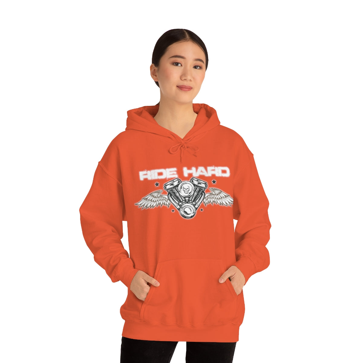 Ride Hard (White Letter) Unisex Heavy Blend™ Hooded Sweatshirt