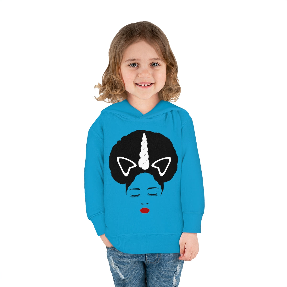 Afro Unicorn Girls Slay Toddler Pullover Fleece Hoodie