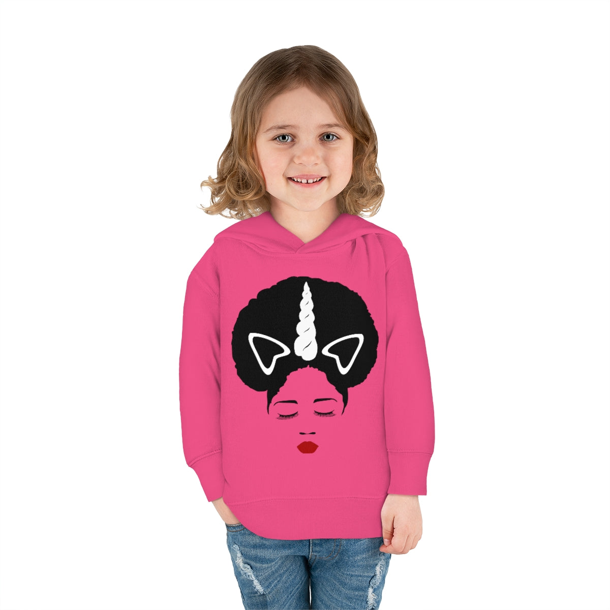 Afro Unicorn Girls Slay Toddler Pullover Fleece Hoodie